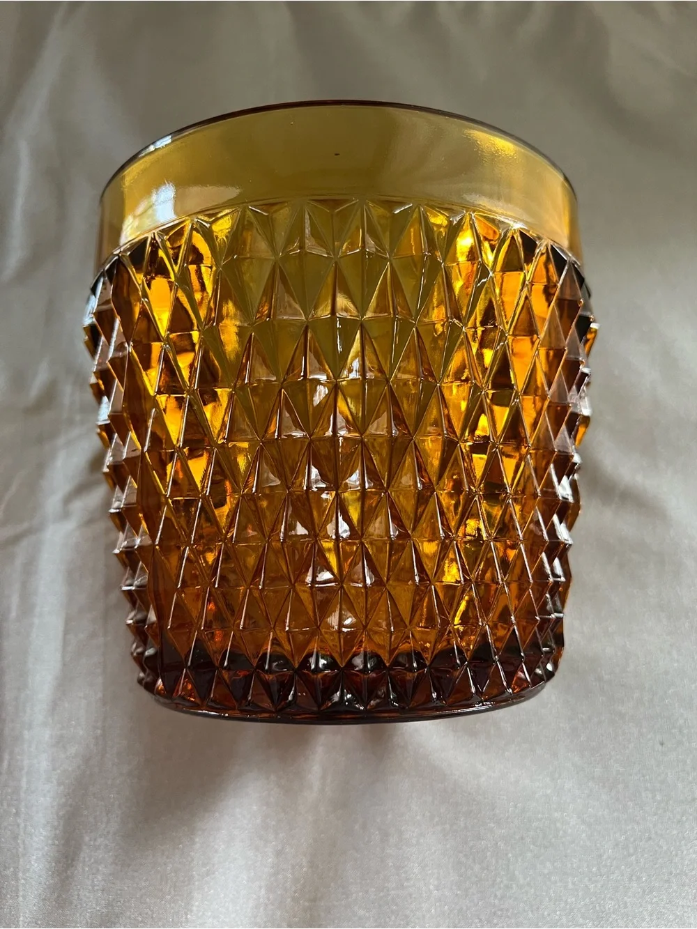Vintage Amber Textured Glass Ice Bucket